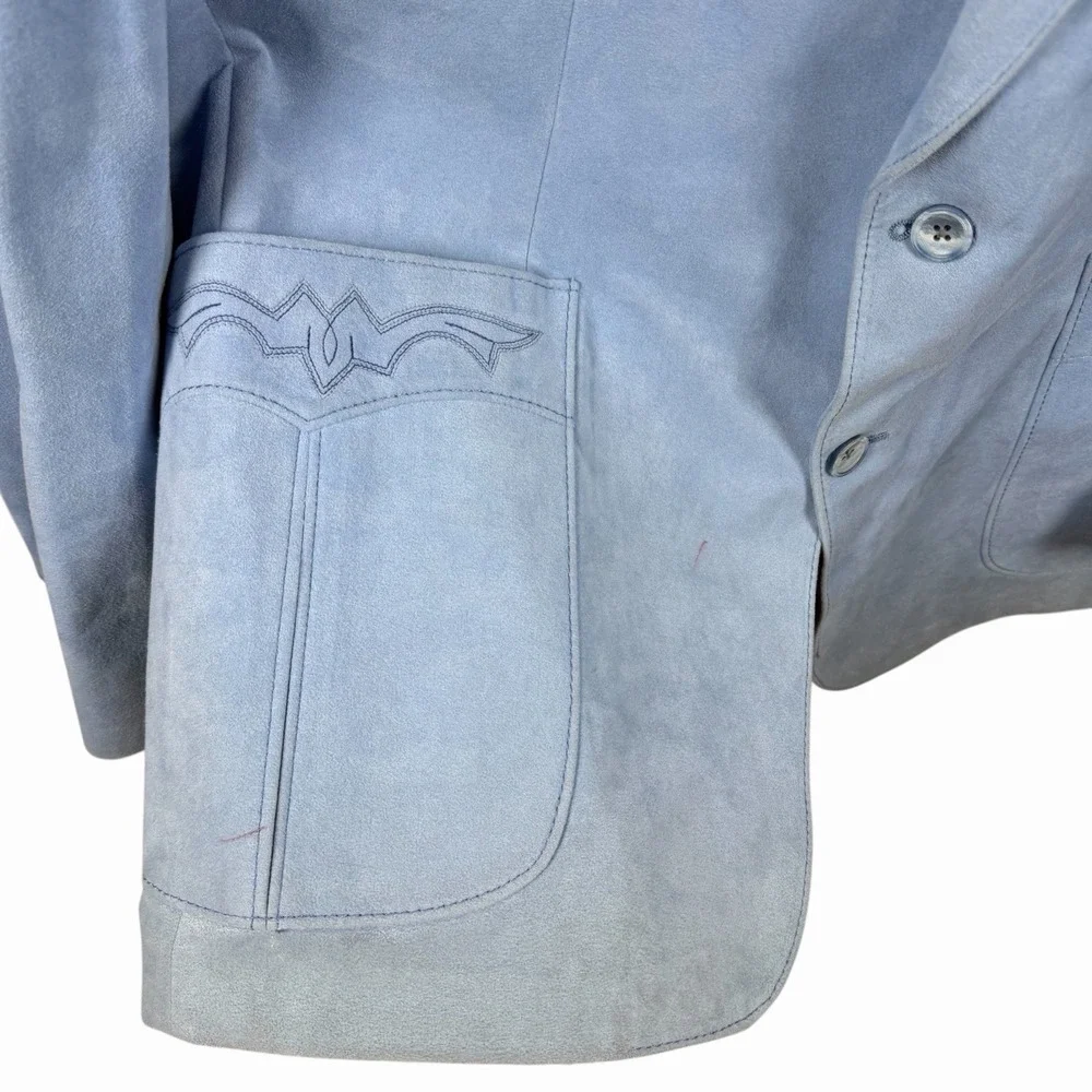 Vintage Scully Light Blue Suede Men's Blazer‎ w Embroidery Sz 42 (L) - approx
